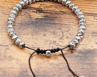 Handwoven Silver Plated Beaded Bracelet - Adjustable Unisex Jewelry