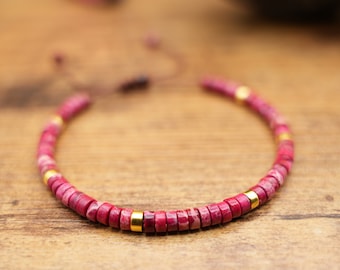 Handwoven Imperial Jasper Beaded Bracelet: Adjustable Meditation Jewelry