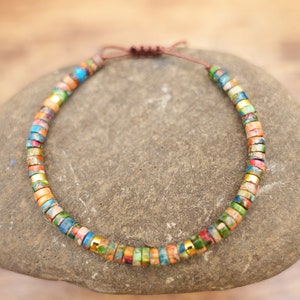 Natural stone beaded Bracelet for Women Meditation Jewelry Colorful Natural Stone Healing Handwoven Adjustable Natural Stone Bracelet