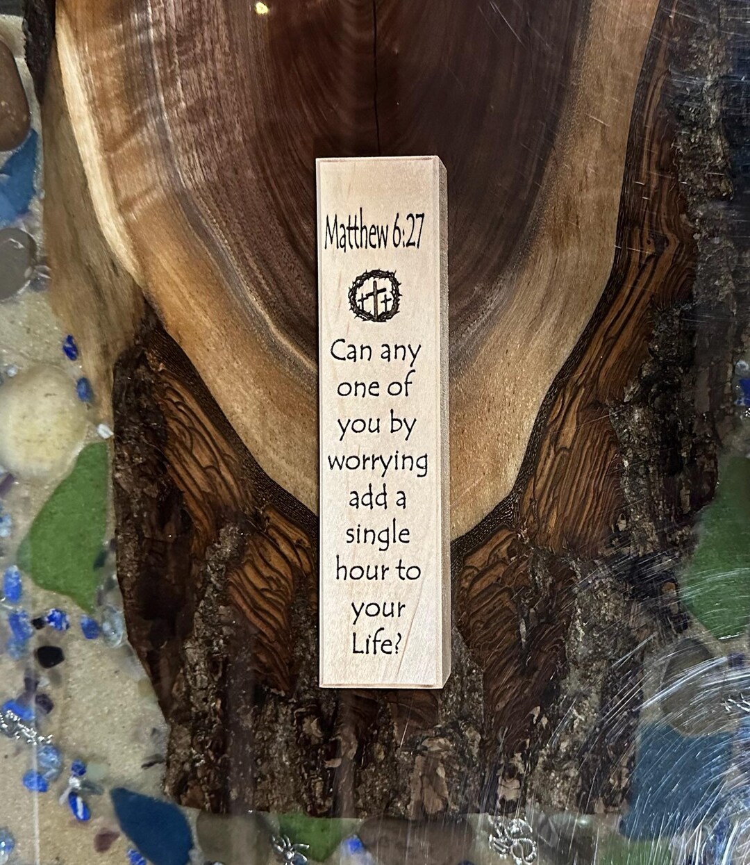 Matthew 6:27 Scripture Wood Block – Crown of Thorns Laser Engraved ...