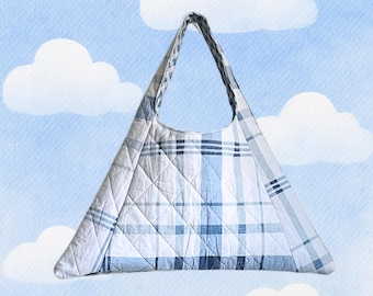 Quilted Sky Blue Shoulder Bag — 1 of 1 Handmade & Upcycled