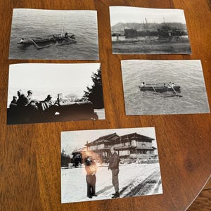 WWII Japan Soldier Photos – Jeep, Boats, MACY Building – Richard Wilson Estate (Set of 5)
