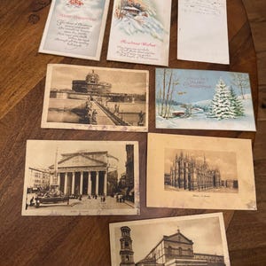 Lot vintage d'éphémères de la succession de George Remington Havens - Cartes postales et cartes de Noël italiennes (années 1920-1930)