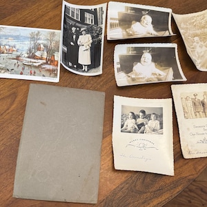 Lote de fotos antiguas y efímeras navideñas: tarjetas navideñas de las décadas de 1940 y 1950, cartas académicas, fotos de bebés – Havens Estate