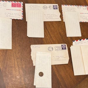 Lote de 5 cartas de la Infantería de Marina de los Estados Unidos de la década de 1950 + centavo de trigo de 1951 + recortes de periódico de la década de 1950: de la familia Montague, Ohio, a Camp Pendleton