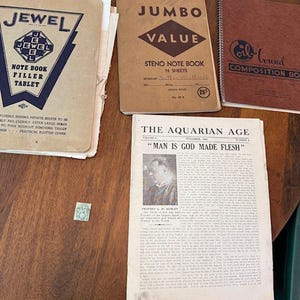 Lotto di effimeri spiritualisti afroamericani d'epoca / G.W. Hurley, L'era dell'Acquario, Chiesa di Agar, Necrologi manoscritti, Registri contabili, anni '30 D04