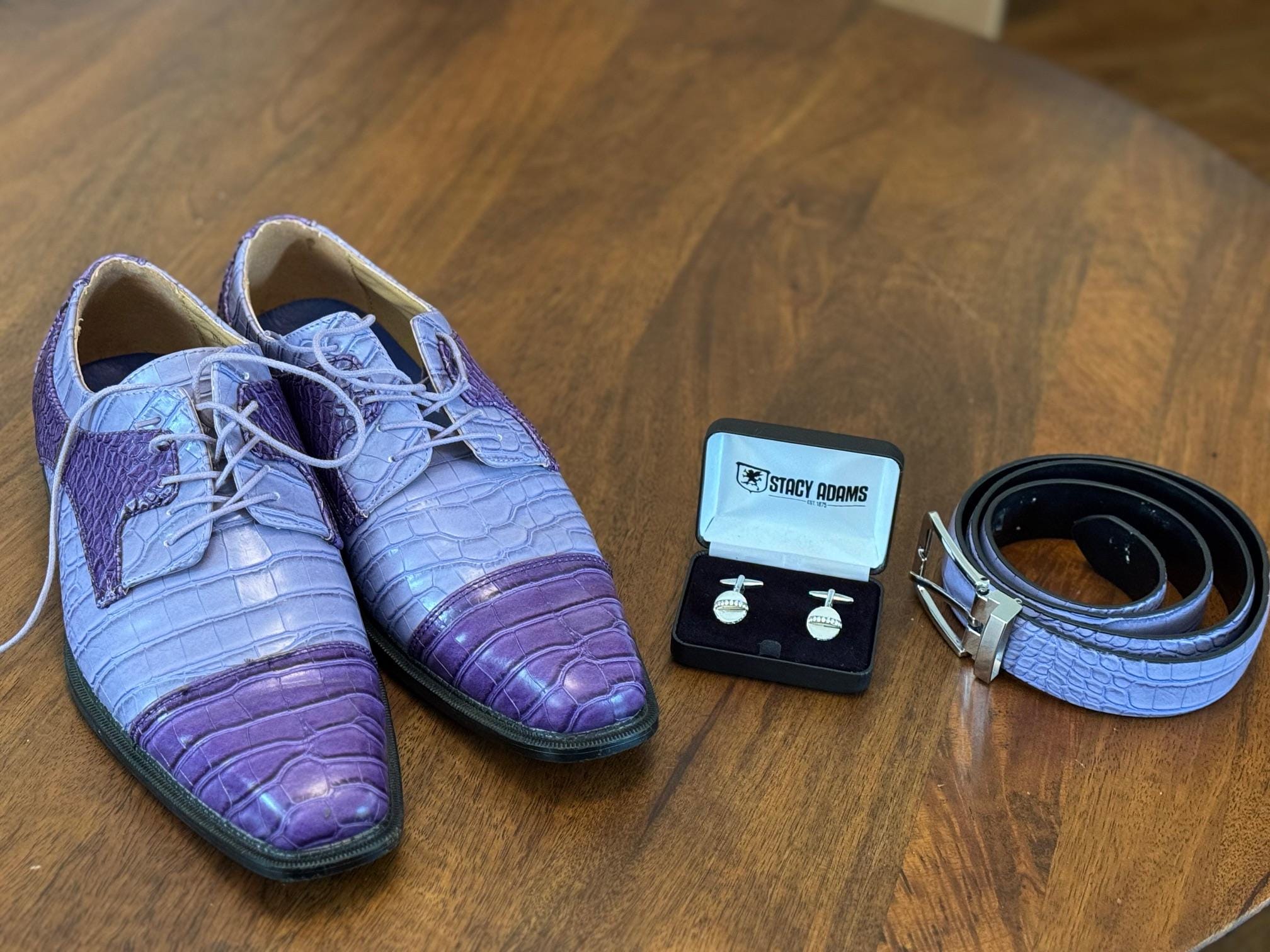 Vintage Roberto Chillini Shoes W/ Belt Stacy Adams Cufflinks