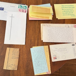 Cartas religiosas, tarjetas de duelo y fotos antiguas de los años 80 – Lote A01 de la finca Schrodt