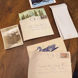 Cartões de Natal e cartas vintage de 1975 para o Prof. George Havens – Bolsista da Universidade de Columbia, UNICEF Art, Glen Echo Circle, Ohio