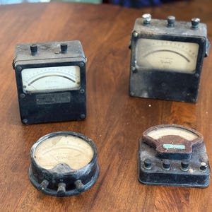 Vintage Analog Voltmeters & Ammeters Lot – Triplet and Weston Electrical Instrument Co. Steampunk Lab Decor, Industrial Display. O03