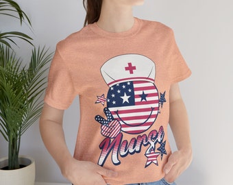 American Nurse Shirt voor 4 juli RN TShirt voor verpleegkundige, verpleegkundige T-shirt voor verpleegkundige, cadeau voor geregistreerde verpleegster, patriottische verpleegster