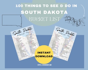 South Dakota Bucket List: 100 Things to See & Do (Instant Download)