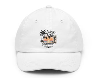 Living Life Differently Dad Hat | RV Sunset Hat | Palm Tree Camper Cap | RV Lover Gift | Camping Hat | Beach Camper Hat | Classic Dad Cap