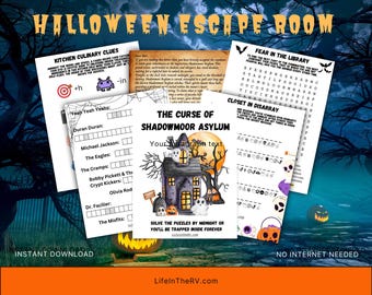 Shadowmoor Asylum Escape Room: Halloween Printable Game (PDF)