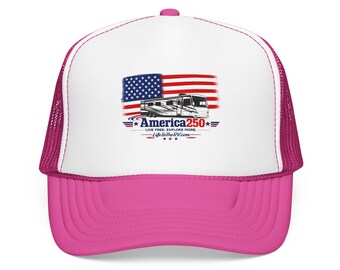 Diesel Pusher Hat | Patriotic Class A RV Baseball Cap | America 250 Motorhome Hat | USA Flag Camping Cap