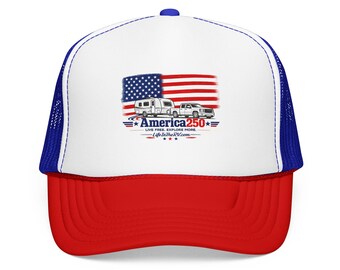 Patriotic RV Hat | America 250 Baseball Cap | USA Flag Camping Cap | Motorhome Camper Hat | RVer Gift