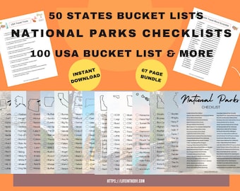 50 State Bucket List Bundle | USA Travel Checklist (67 Pages) (Digital Download)