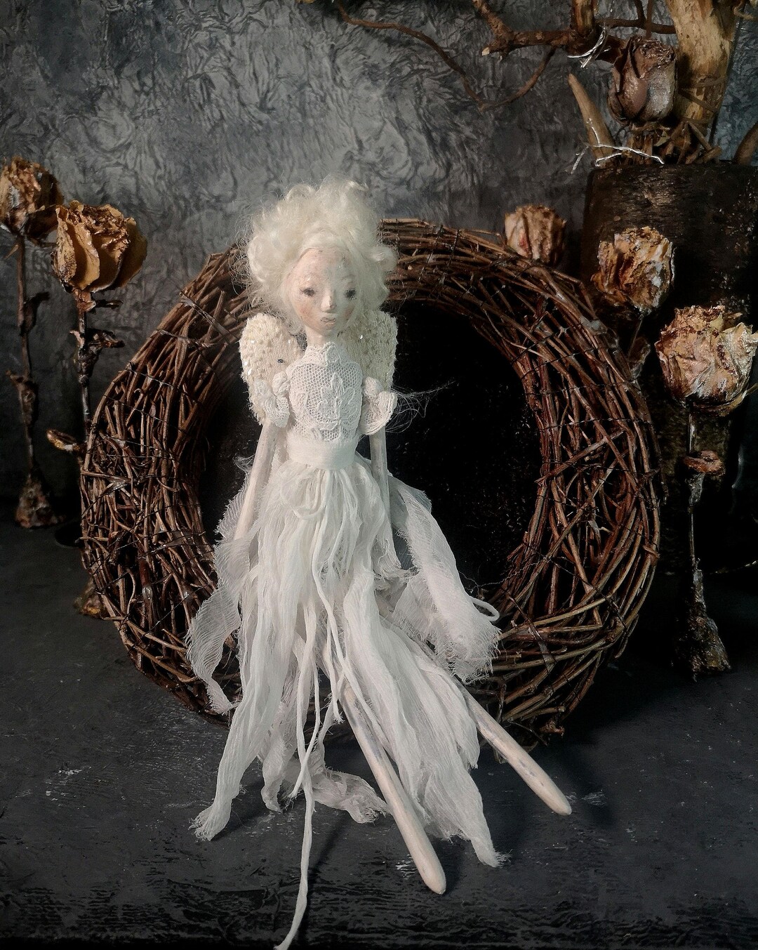 Handmade Angel Art Doll - OOAK Collectible Fairy Doll - Poseable ...