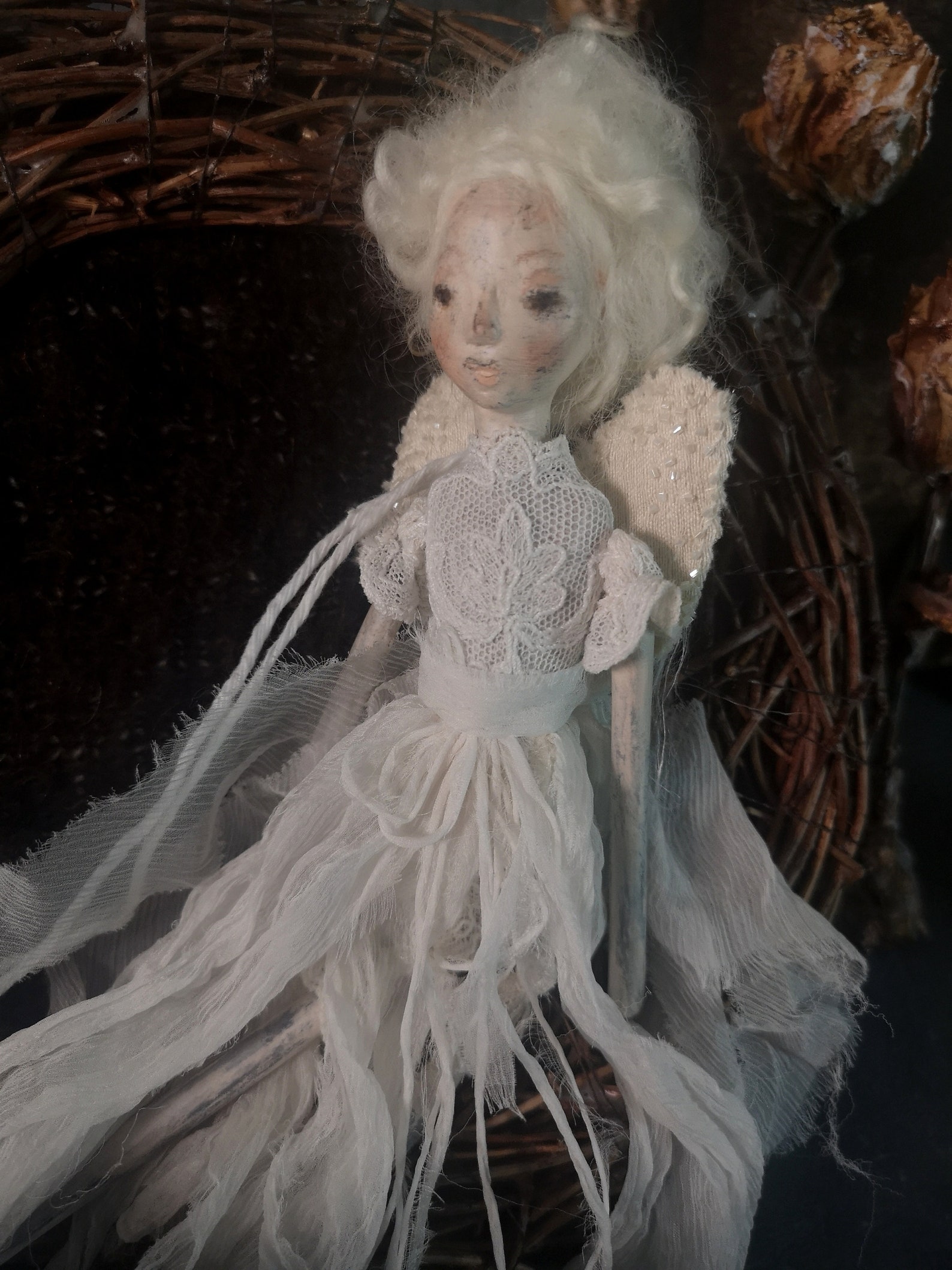 Handmade Angel Art Doll - OOAK Collectible Fairy Doll - Poseable ...