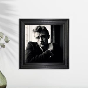 James Dean Portrait Vintage Framed Art, Iconic Rebel Actor Print, Classic Hollywood Wall Decor