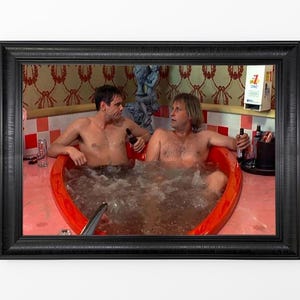 Dumb and Dumber Bathtub Scene | Vintage Framed Print | Iconic Movie Art | Funny Scene Wall Art | Classic Film Poster