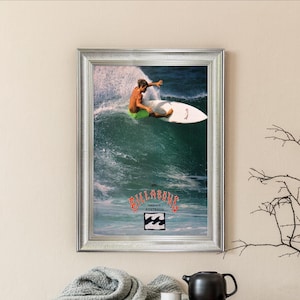 1990 BILLABONG Surfing Vintage Framed Poster, Wall art,Home decor, Vintage Surfing Poster, Retro Surf Print, Surfing Poster, 1990, Billabong