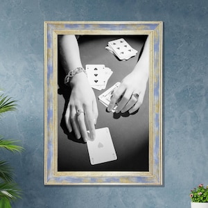 Carte da gioco Regina di Coppe / Donna che rivela Asso di Coppe / Stampa artistica dei tarocchi / Arte murale incorniciata / Decorazione spirituale