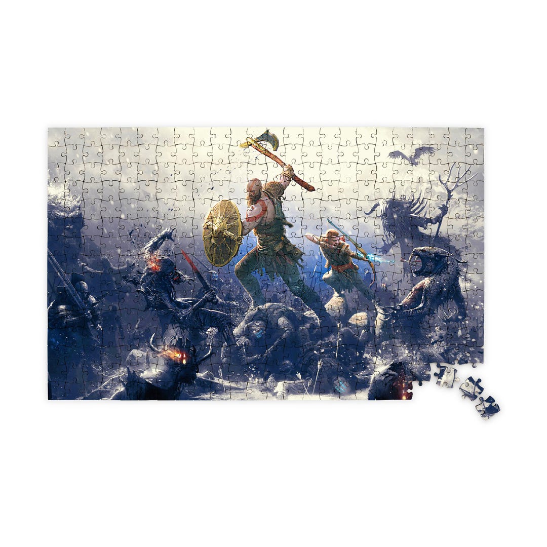 God of War Ragnarök Atreus and Kratos 100% Wooden Jigsaw Puzzle for ...