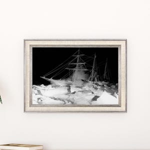 Shackleton&#39;s Ship, Endurance Framed Print | Antarctic Expedition Art | Vintage Polar Exploration Poster for Adventure Lovers