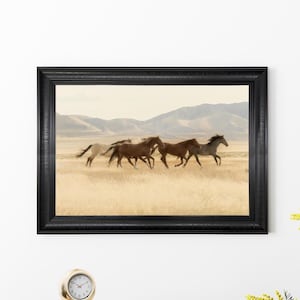 Framed Fine Art American Wild Horses Print-Landscape Nature Wildlife Photography Mountain Mustangs Home Wall Decor Poster Horse Photography