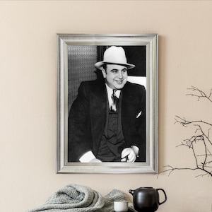 American Gangster Al Capone Framed Print | Vintage Mafia Art | Classic Crime Poster for Home Bar Decor