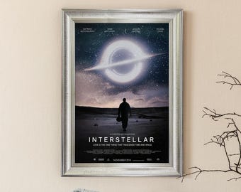 Interstellar Movie Vintage Oprawiony Wydruk, Sci-Fi Wall Art, Black Hole Poster, Space Exploration Decor, Retro Film Photography