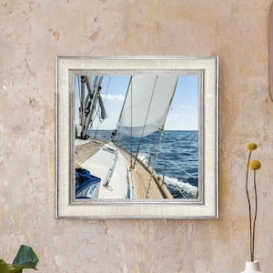 Fine Art Photography Framed Print,Ocean Yacht Sailing Print,Boat Wall Art Framed Beach Home Decor, Sailboat Print,Sailing Art,Modern Coastal
