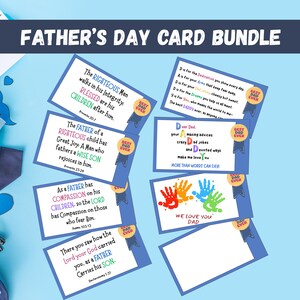 Paquete de tarjetas imprimibles para el Día del Padre, tarjetas con poemas para papá, tarjetas con versículos bíblicos para papás cristianos, tarjetas DIY para papás, abuelos y figuras paternas.