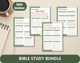 Bible Study Journal Bundle: Scripture Study, Verse Mapping (Digital Download)