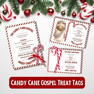 Candy Cane Gospel Treat Tags, Printable Christmas Favor Tags, Instant Download Christmas Gift Tags, Faith-based Christmas Printables