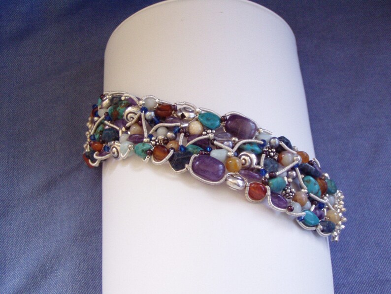 Australian Tropical Dreaming Gemstone Fine Silver Jewellery Cuff image 4