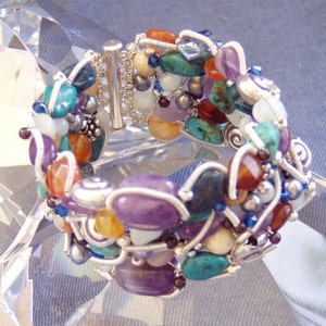 Australian Tropical Dreaming Gemstone Fine Silver Jewellery Cuff image 3