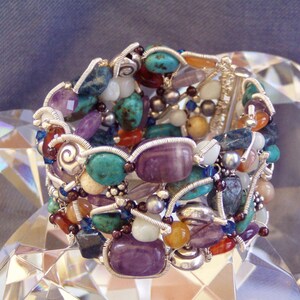 Australian Tropical Dreaming Gemstone Fine Silver Jewellery Cuff image 1