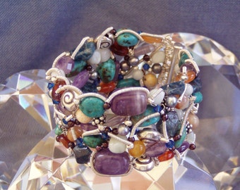 Australian Tropical Dreaming Gemstone Fine Silver Jewellery Cuff