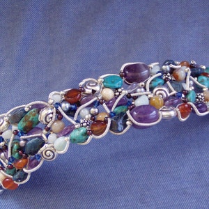 Australian Tropical Dreaming Gemstone Fine Silver Jewellery Cuff image 2