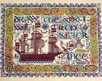 Song of Solomon Ship Sampler -  Cross Stitch Sampler Pattern