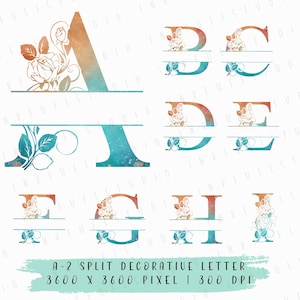 Princesse Moana, lettres monogrammes séparées PNG | Alphabet de A à Z des cliparts | Police décorative élégante | Conception par sublimation | Panneaux personnalisables et créations manuelles