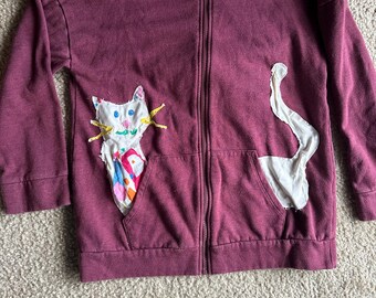 Felpa con cappuccio e zip patchwork per bambini di Curious Kitty