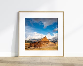 Grand Teton Cabin Print, Mountain Range, Grand Teton National Park, Fine Art Wall Decor, Printable Digital Download
