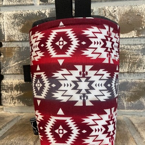 Chalk Bag with Red and Maroon Southwest Design for Rock Climbing