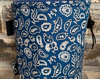 Sac à craie d'escalade bleu paisley fait main | Cadeau grimpeur