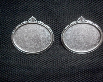 10Pcs 30*40MM Oval Shallow Bezel Brooch Pin Blank Bases Safety Brooch Findings