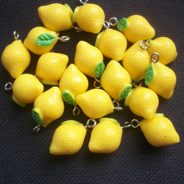 4 Lemon Fruits Charms Acrylic