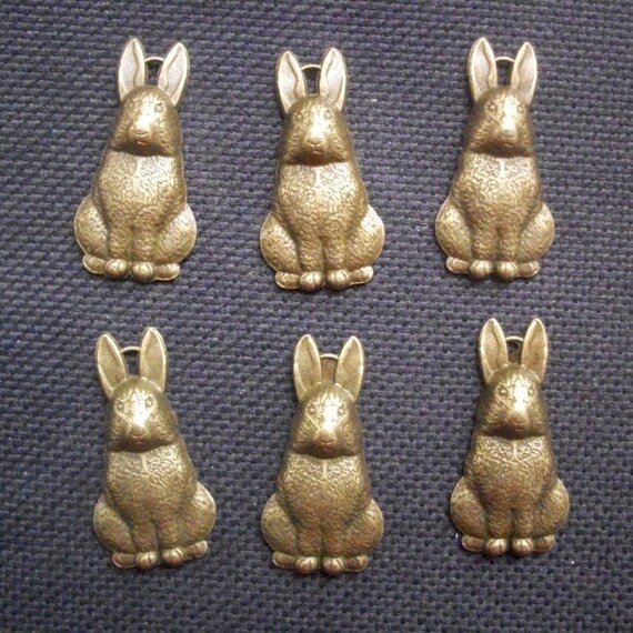 Antique Bronze Plated Jewelry Making Charms Rabbit Hare Easter Cabochon Frame